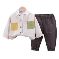 Load image into Gallery viewer, 3 Pieces Set Baby Kid Boys Solid Color Shirts And Tops And Pants Wholesale 230129416
