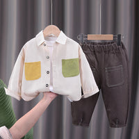 Load image into Gallery viewer, 3 Pieces Set Baby Kid Boys Solid Color Shirts And Tops And Pants Wholesale 230129416
