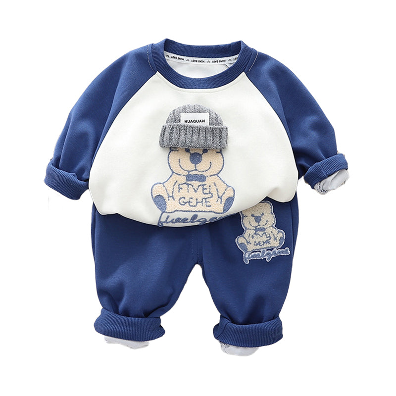 2 Pieces Set Baby Kid Boys Letters Color-blocking Animals Cartoon Print Hoodies Sweatshirts And Pants Wholesale 230129425