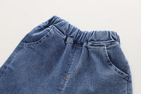 Load image into Gallery viewer, 2 Pieces Set Baby Kid Boys Striped Cartoon Embroidered Tops And Expression Jeans Wholesale 230129430
