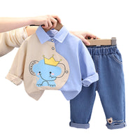 Load image into Gallery viewer, 2 Pieces Set Baby Kid Boys Letters Animals Cartoon Print Tops And Jeans Wholesale 230129436
