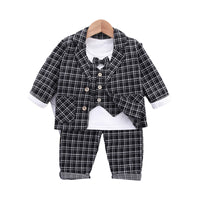 Load image into Gallery viewer, 3 Pieces Set Baby Boys Checked Tops Blazers And Pants Wholesale 230129445
