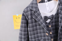 Load image into Gallery viewer, 3 Pieces Set Baby Boys Checked Tops Blazers And Pants Wholesale 230129445
