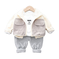 Load image into Gallery viewer, 3 Pieces Set Baby Kid Boys Cartoon Tops Color-blocking Jackets Outwears And Solid Color Pants Wholesale 230129464
