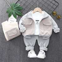 Load image into Gallery viewer, 3 Pieces Set Baby Kid Boys Cartoon Tops Color-blocking Jackets Outwears And Solid Color Pants Wholesale 230129464
