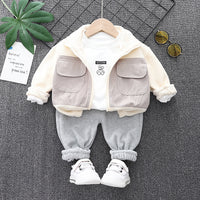 Load image into Gallery viewer, 3 Pieces Set Baby Kid Boys Cartoon Tops Color-blocking Jackets Outwears And Solid Color Pants Wholesale 230129464
