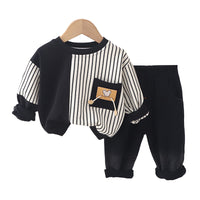 Load image into Gallery viewer, 2 Pieces Set Baby Kid Boys Striped Hoodies Swearshirts And Letters Pants Wholesale 230129476
