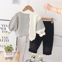 Load image into Gallery viewer, 2 Pieces Set Baby Kid Boys Striped Hoodies Swearshirts And Letters Pants Wholesale 230129476
