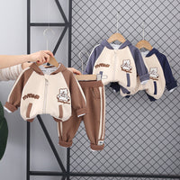 Load image into Gallery viewer, 2 Pieces Set Baby Kid Boys Letters Color-blocking Cartoon Jackets Outwears And Pants Wholesale 230129512
