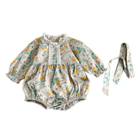 Load image into Gallery viewer, Baby Girls Flower Print Rompers Wholesale 230129521
