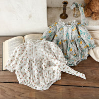 Load image into Gallery viewer, Baby Girls Flower Print Rompers Wholesale 230129521
