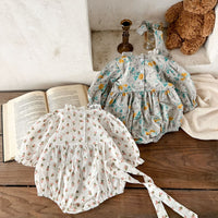 Load image into Gallery viewer, Baby Girls Flower Print Rompers Wholesale 230129521
