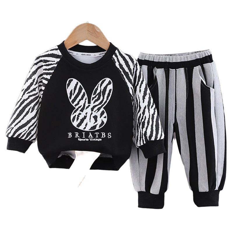 2 Pieces Set Baby Kid Boys Cartoon Tops And Striped Pants Wholesale 230129557