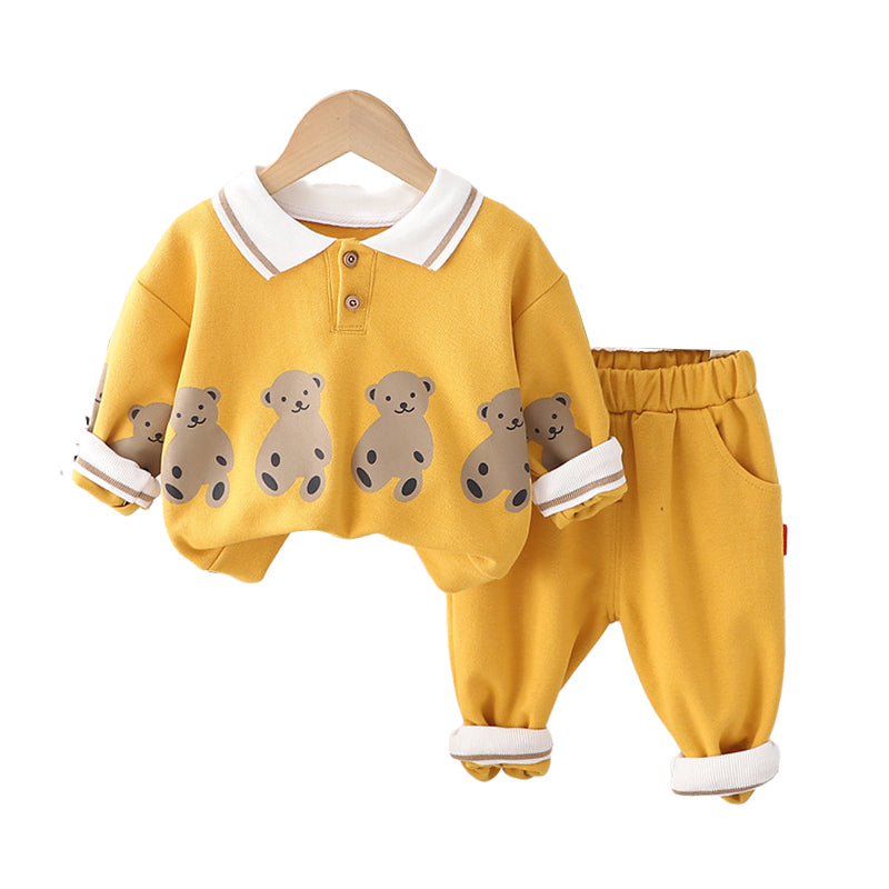 2 Pieces Set Baby Kid Boys Cartoon Print Polo Shirts And Color-blocking Pants Wholesale 230129560
