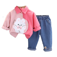 Load image into Gallery viewer, 2 Pieces Set Baby Kid Girls Letters Blouses And Jeans Wholesale 230129578
