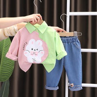 Load image into Gallery viewer, 2 Pieces Set Baby Kid Girls Letters Blouses And Jeans Wholesale 230129578
