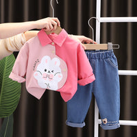 Load image into Gallery viewer, 2 Pieces Set Baby Kid Girls Letters Blouses And Jeans Wholesale 230129578
