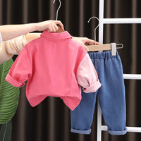 Load image into Gallery viewer, 2 Pieces Set Baby Kid Girls Letters Blouses And Jeans Wholesale 230129578
