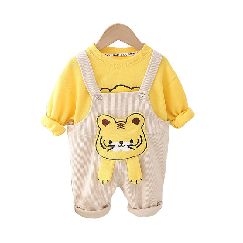 2 Pieces Set Baby Kid Boys Cartoon Print Tops And Jumpsuits Wholesale 230129626