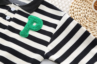 Load image into Gallery viewer, 2 Pieces Set Baby Kid Boys Striped Alphabet Polo Shirts And Solid Color Pants Wholesale 230129705
