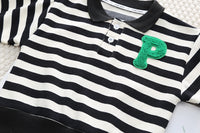 Load image into Gallery viewer, 2 Pieces Set Baby Kid Boys Striped Alphabet Polo Shirts And Solid Color Pants Wholesale 230129705
