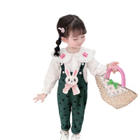 Load image into Gallery viewer, 2 Pieces Set Baby Kid Girls Cartoon Embroidered Shirts And Polka dots Jumpsuits Wholesale 230129710
