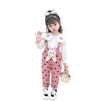 Load image into Gallery viewer, 2 Pieces Set Baby Kid Girls Cartoon Embroidered Shirts And Polka dots Jumpsuits Wholesale 230129710
