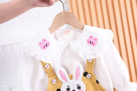 Load image into Gallery viewer, 2 Pieces Set Baby Kid Girls Cartoon Embroidered Shirts And Polka dots Jumpsuits Wholesale 230129710
