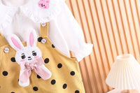 Load image into Gallery viewer, 2 Pieces Set Baby Kid Girls Cartoon Embroidered Shirts And Polka dots Jumpsuits Wholesale 230129710
