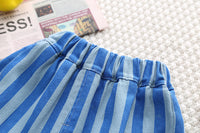 Load image into Gallery viewer, 2 Pieces Set Baby Kid Boys Letters Checked Cartoon Print Shirts And Striped Pants Wholesale 230129716
