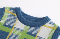 Load image into Gallery viewer, 3 Pieces Set Baby Kid Boys Solid Color Shirts And Checked Crochet Vests Waistcoats And Letters Pants Wholesale 230129717
