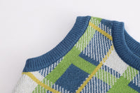 Load image into Gallery viewer, 3 Pieces Set Baby Kid Boys Solid Color Shirts And Checked Crochet Vests Waistcoats And Letters Pants Wholesale 230129717
