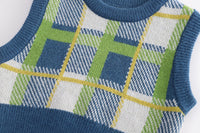 Load image into Gallery viewer, 3 Pieces Set Baby Kid Boys Solid Color Shirts And Checked Crochet Vests Waistcoats And Letters Pants Wholesale 230129717
