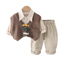 Load image into Gallery viewer, 3 Pieces Set Baby Kid Boys Solid Color Vests Waistcoats And Shirts And Pants Wholesale 230129720
