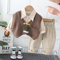 Load image into Gallery viewer, 3 Pieces Set Baby Kid Boys Solid Color Vests Waistcoats And Shirts And Pants Wholesale 230129720
