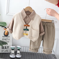 Load image into Gallery viewer, 3 Pieces Set Baby Kid Boys Solid Color Vests Waistcoats And Shirts And Pants Wholesale 230129720
