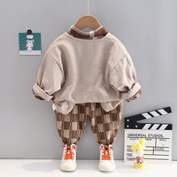 Load image into Gallery viewer, 3 Pieces Set Baby Kid Boys Solid Color Jackets Outwears And Checked Shirts And Pants Wholesale 230129727
