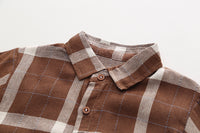 Load image into Gallery viewer, 3 Pieces Set Baby Kid Boys Solid Color Jackets Outwears And Checked Shirts And Pants Wholesale 230129727
