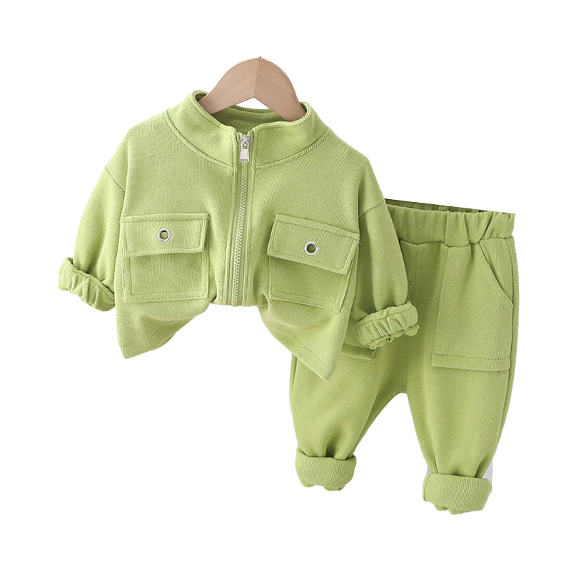 2 Pieces Set Baby Kid Girls Solid Color Jackets Outwears And Pants Wholesale 230129731