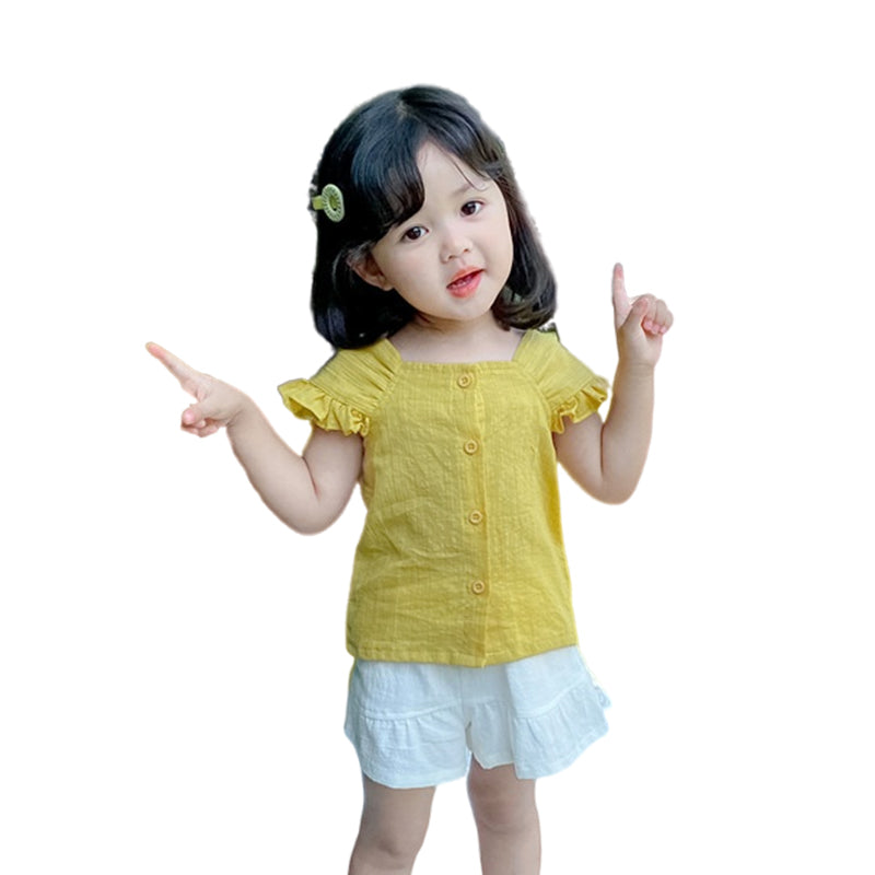 2 Pieces Set Baby Kid Girls Polka dots Tops And Solid Color Shorts Wholesale 23020105