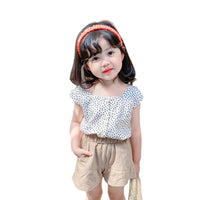 Load image into Gallery viewer, 2 Pieces Set Baby Kid Girls Polka dots Tops And Solid Color Shorts Wholesale 23020105
