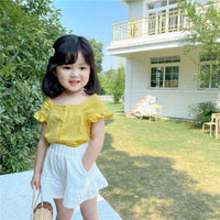 Load image into Gallery viewer, 2 Pieces Set Baby Kid Girls Polka dots Tops And Solid Color Shorts Wholesale 23020105
