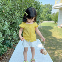 Load image into Gallery viewer, 2 Pieces Set Baby Kid Girls Polka dots Tops And Solid Color Shorts Wholesale 23020105
