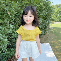 Load image into Gallery viewer, 2 Pieces Set Baby Kid Girls Polka dots Tops And Solid Color Shorts Wholesale 23020105
