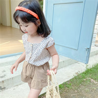 Load image into Gallery viewer, 2 Pieces Set Baby Kid Girls Polka dots Tops And Solid Color Shorts Wholesale 23020105
