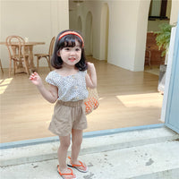 Load image into Gallery viewer, 2 Pieces Set Baby Kid Girls Polka dots Tops And Solid Color Shorts Wholesale 23020105
