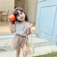 Load image into Gallery viewer, 2 Pieces Set Baby Kid Girls Polka dots Tops And Solid Color Shorts Wholesale 23020105
