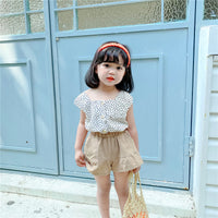 Load image into Gallery viewer, 2 Pieces Set Baby Kid Girls Polka dots Tops And Solid Color Shorts Wholesale 23020105
