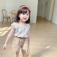 Load image into Gallery viewer, 2 Pieces Set Baby Kid Girls Polka dots Tops And Solid Color Shorts Wholesale 23020105
