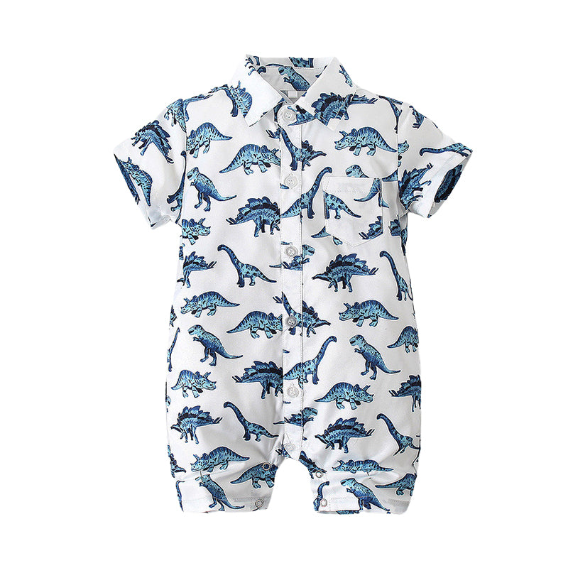 Baby Boys Dinosaur Print Rompers Wholesale 23020106